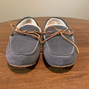 Lands End Men’s 12 Grey Moccasin Lace-Up Slipper